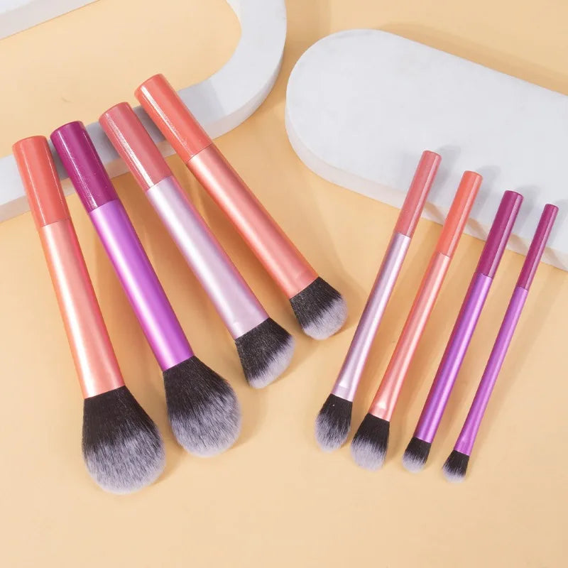 8-Piece Makeup Brush Set - Synthetic Hair Foundation Blush Eye Brushes