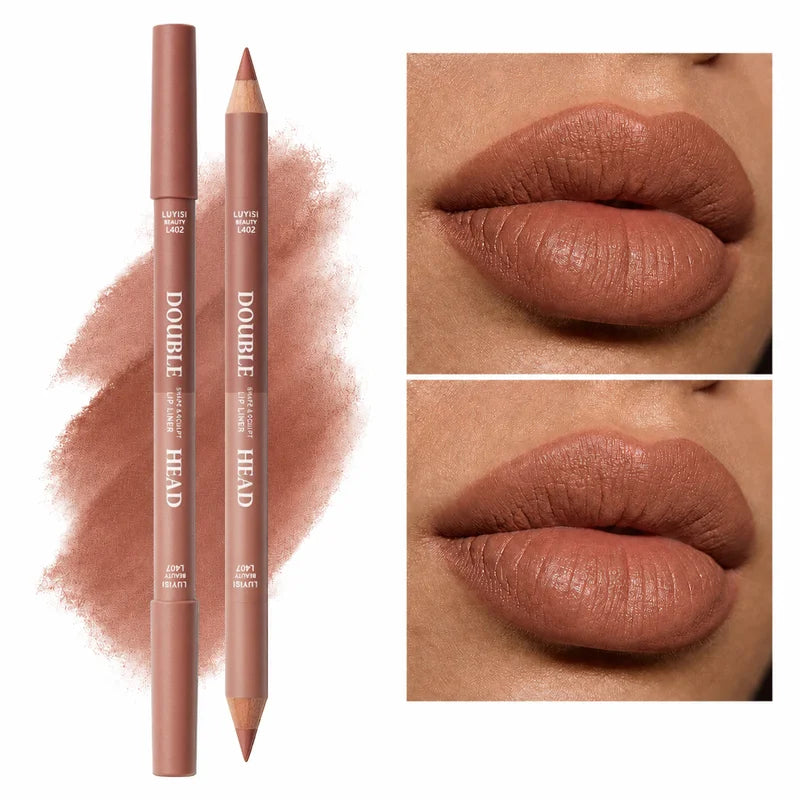Waterproof Lipliner Pencil with 2 Shades - Long-Lasting, Smudge-Proof, Precise Lip Definition