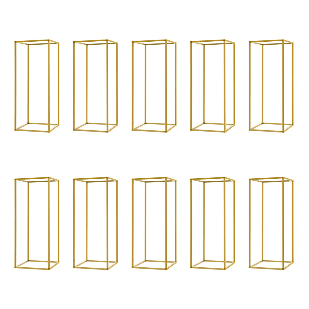 Wedding Flower Stand Set 10 Pieces Gold Metal Column Racks for Event Decor