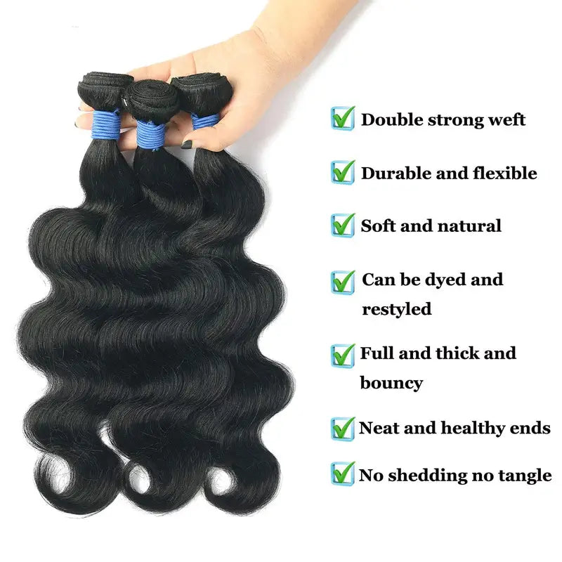Body Wave Human Hair Extensions 38-40 Inch Double Drawn Brazilian Remy Bundles