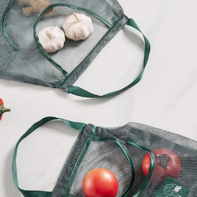 Reusable Mesh Storage Bags for Fruits Vegetables Kitchen Organizer