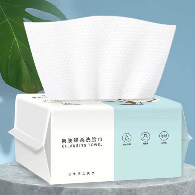 Disposable Facial Towels 100PCS Soft Cotton Makeup Remover for Travel & Daily Use