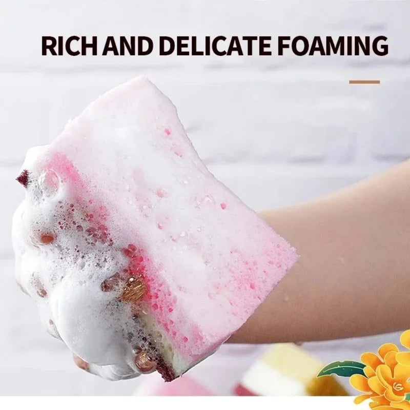 High Density Dishwashing Sponge Set - Strong Stain Removal Kitchen & Bathroom Cleaning Tools