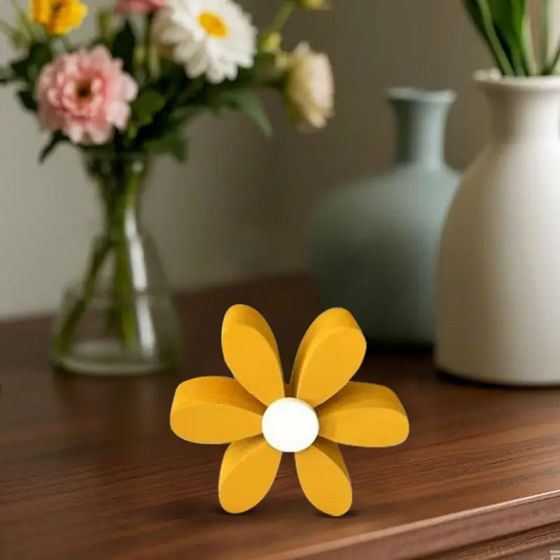 Wooden 3D Daisy Flower Decorations Set for Nursery & Home Decor