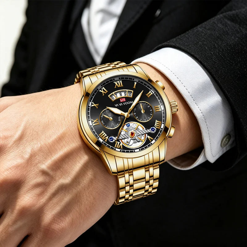 Men's Luxury Sport Watch with Luminescent Dial Waterproof Stainless Steel