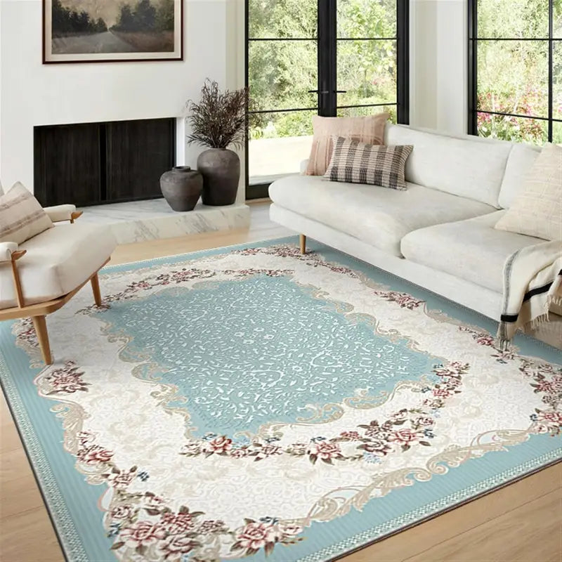 Vintage Persian Floral Rug Non-Slip Washable Living Room Bedroom Carpet