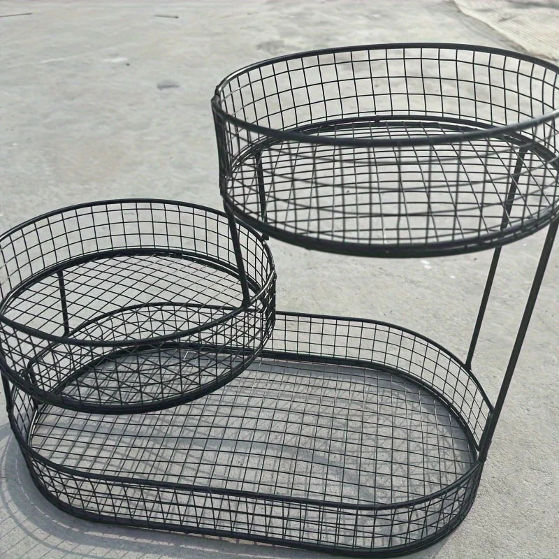 Multi-Layer Stainless Steel Fruit Basket - Round Food Storage Display Rack