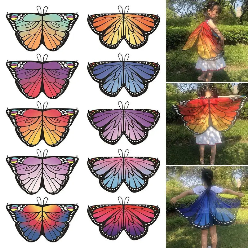 Kids Butterfly Wings Cape Costume Fairy Dress for Party & Play - Multi Colors