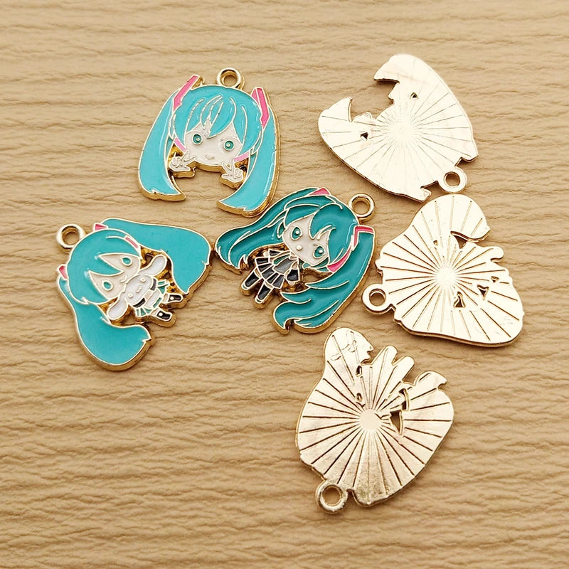 10pcs Cartoon Charm Jewelry Accessories Enamel Necklace Earrings Pendant DIY Craft Supplies Alloy Metal