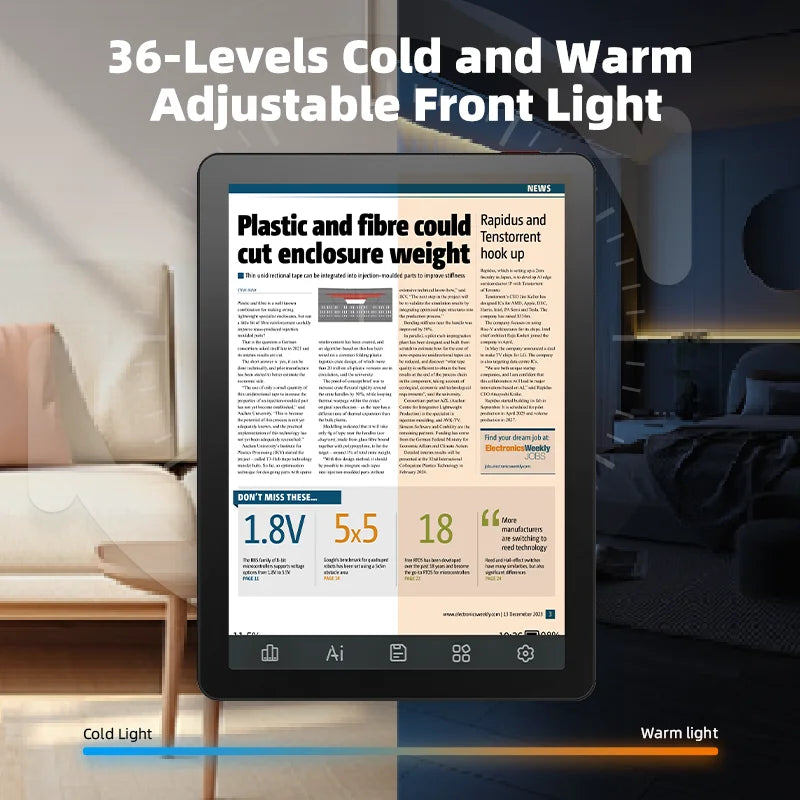 6-Inch E-Reader with Adjustable Front Light, 300 PPI E Ink Display, Android 14, 64GB Storage