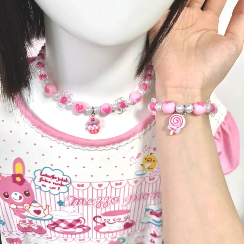 Kids Animal Cartoon Candy Necklace & Bracelet Set - Children's Jewelry Gift