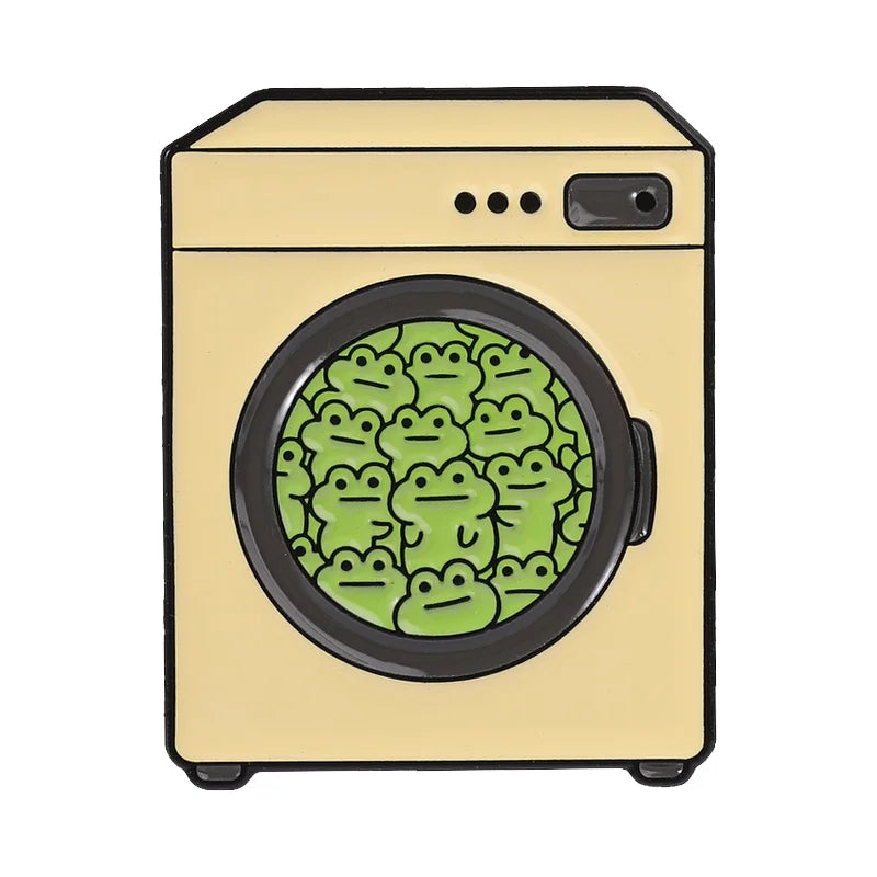 Frog Laundry Enamel Pins Cartoon Laundry Froggy Brooches Cute Jewelry Gift