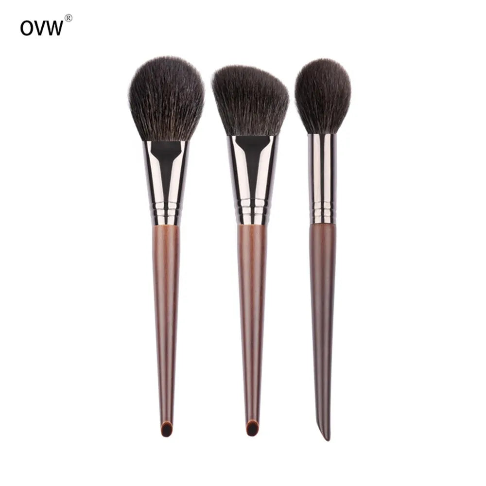 Makeup Brush Set 3 Pieces Soft Goat Hair Blusher Sculpting Highlight Tools