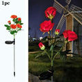 Solar LED Garden Ground Light with Artificial Rose Flower for Outdoor Yard Patio Decoration