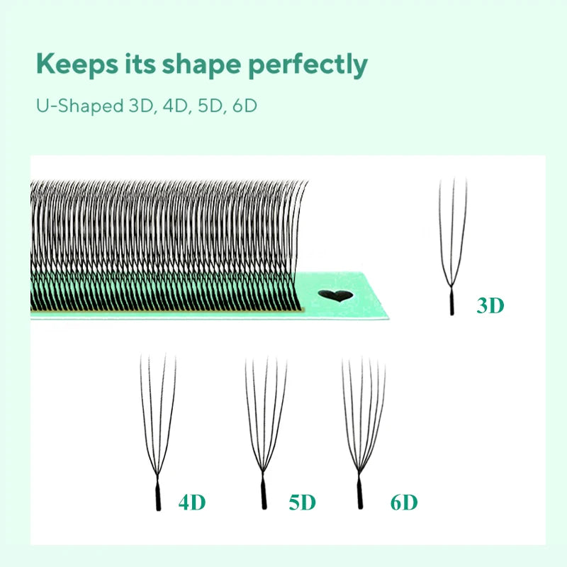 DIYDAY U-Shaped 6D Eyelash Extension Faux Lashes - Natural Wispy False Mink