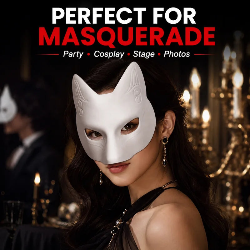 DIY Paintable Fox Mask Kit - Blank Cosplay Half Face Mask for Halloween & Parties