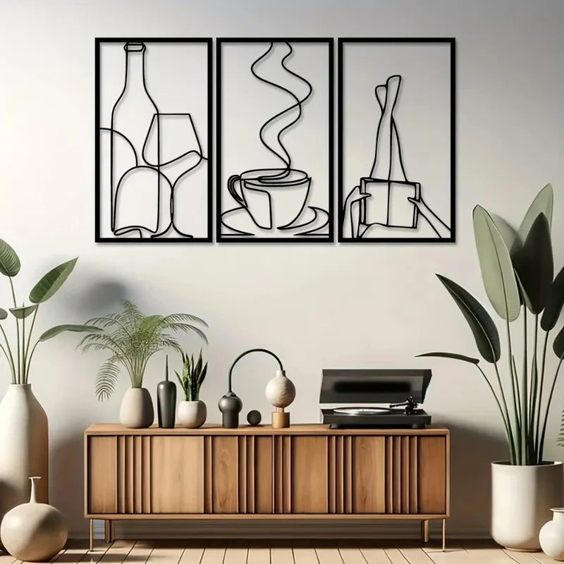 Modern Minimalist Iron Wall Art Decor for Living Room Bedroom Office