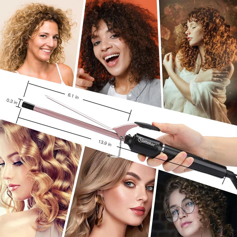 Professional 9mm Hair Curler with Ceramic Barrel Auto-Off & Wet/Dry Use