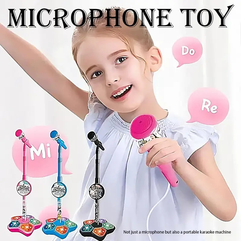 Kids Karaoke Microphone with Light & Stand - Educational Music Toy for Girls and Boys