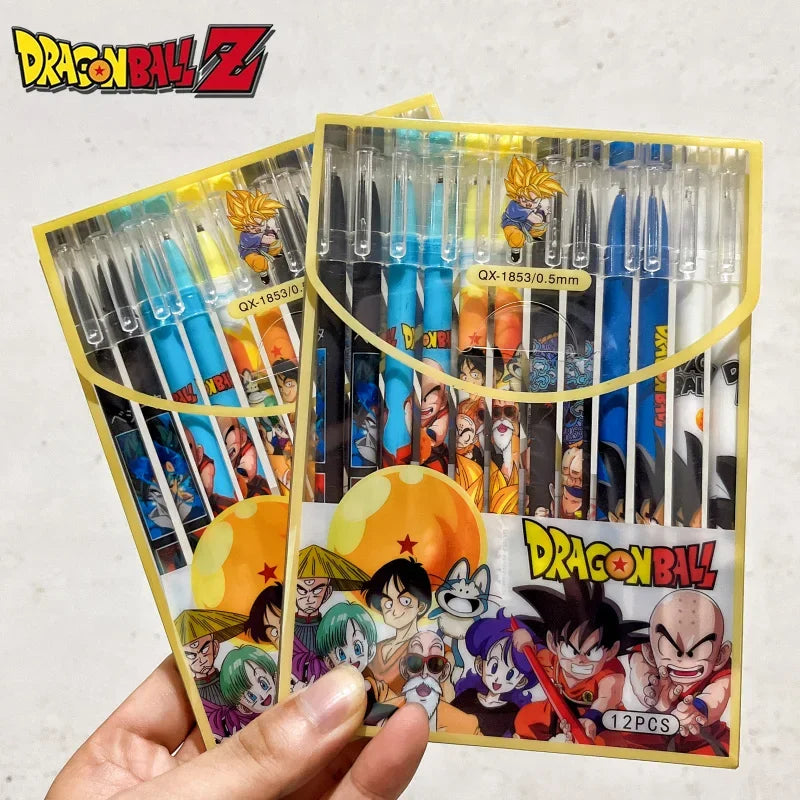12PCS Gel Pen Set - Dragon Ball Z Anime Cartoon Stationery Kids School Office Supplies