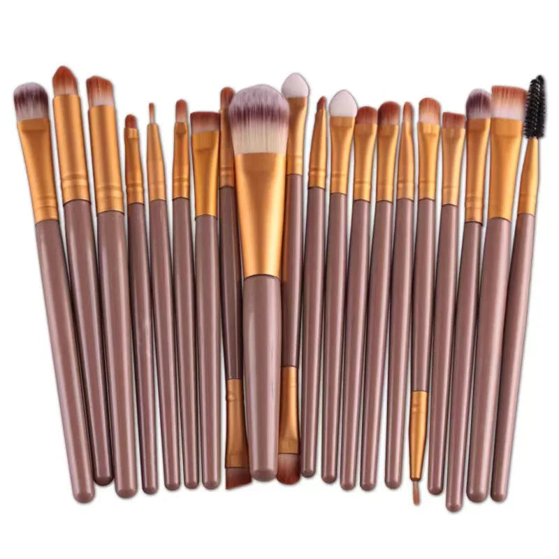 20pcs Eye Makeup Brush Set with Eyeliner Brush - Neutral Handle Colors
