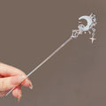 Crystal Moonstone Star and Moon Hairpin with Tassel Clip - Ladies Headwear Accessory