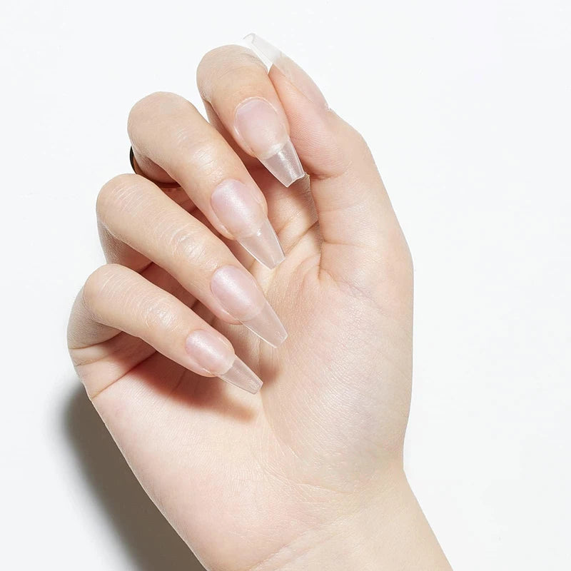 240PCS Full Cover Almond Coffin Nail Tips - Medium Short Matte False Nails