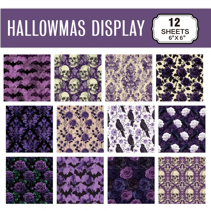 Halloween Scrapbooking Paper Pack 12 Sheets 6x6 Inch Vintage Craft Set