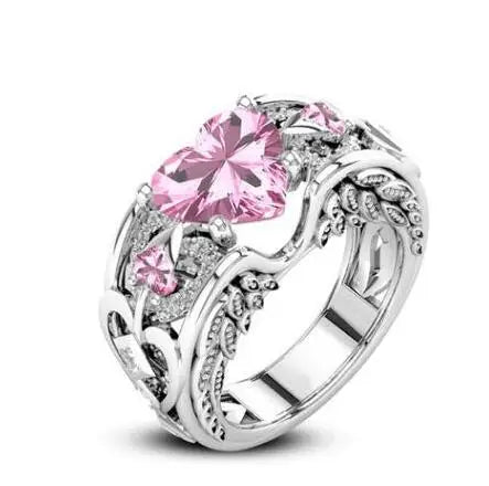 Multicolor Sterling Silver Heart Ring for Women - Wedding Jewelry Gift