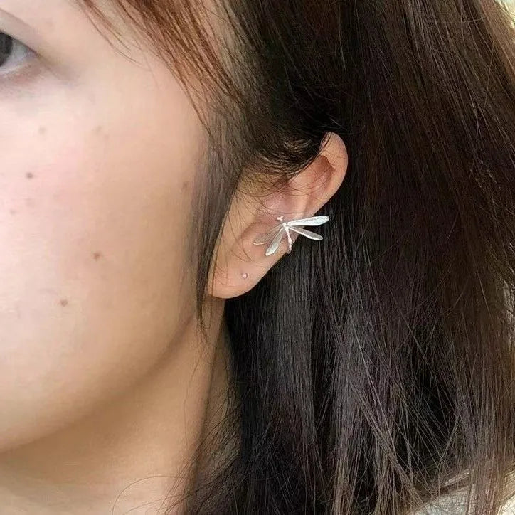 Vintage Dragonfly No Hole Earrings for Women Insect Bone Clip Jewelry