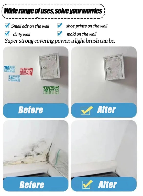 Interior Wall Repair Paint with Small Roller Brush - Quick Dry, Eco-Friendly, Strong Covering