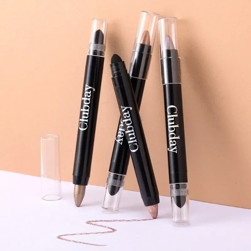 Double Ended Eyeshadow Stick with Sponge Brush - Water-Resistant Cream Makeup Pencil