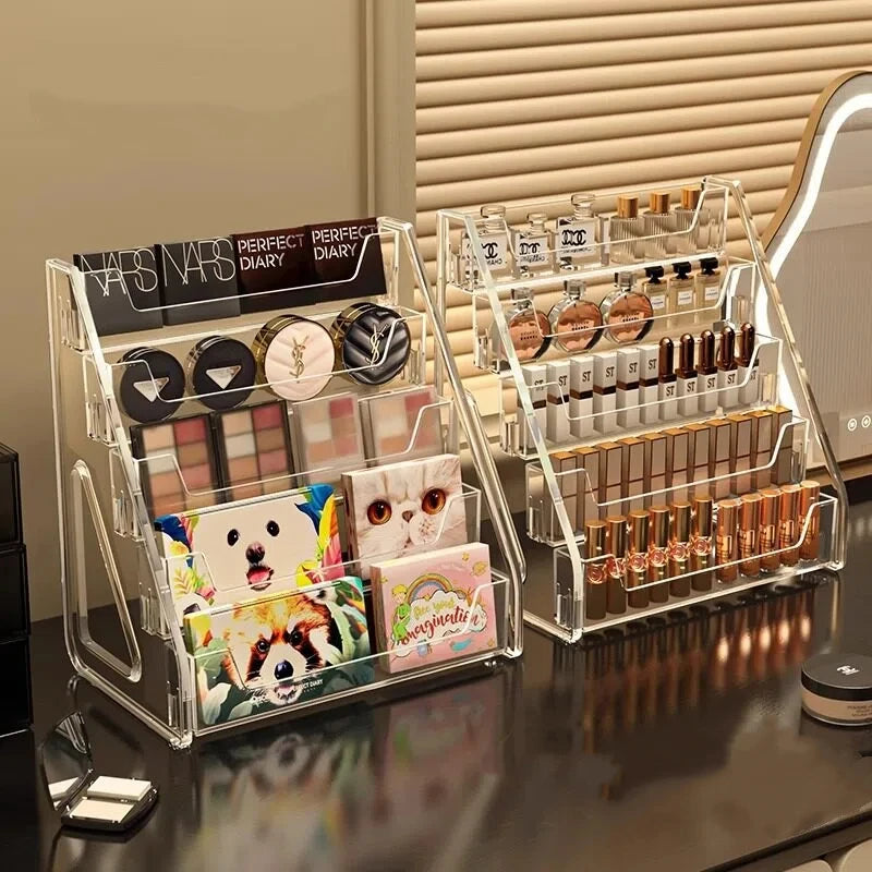 Acrylic Display Riser Stand Shelf Clear Perfume Holder for Desktop Organizer