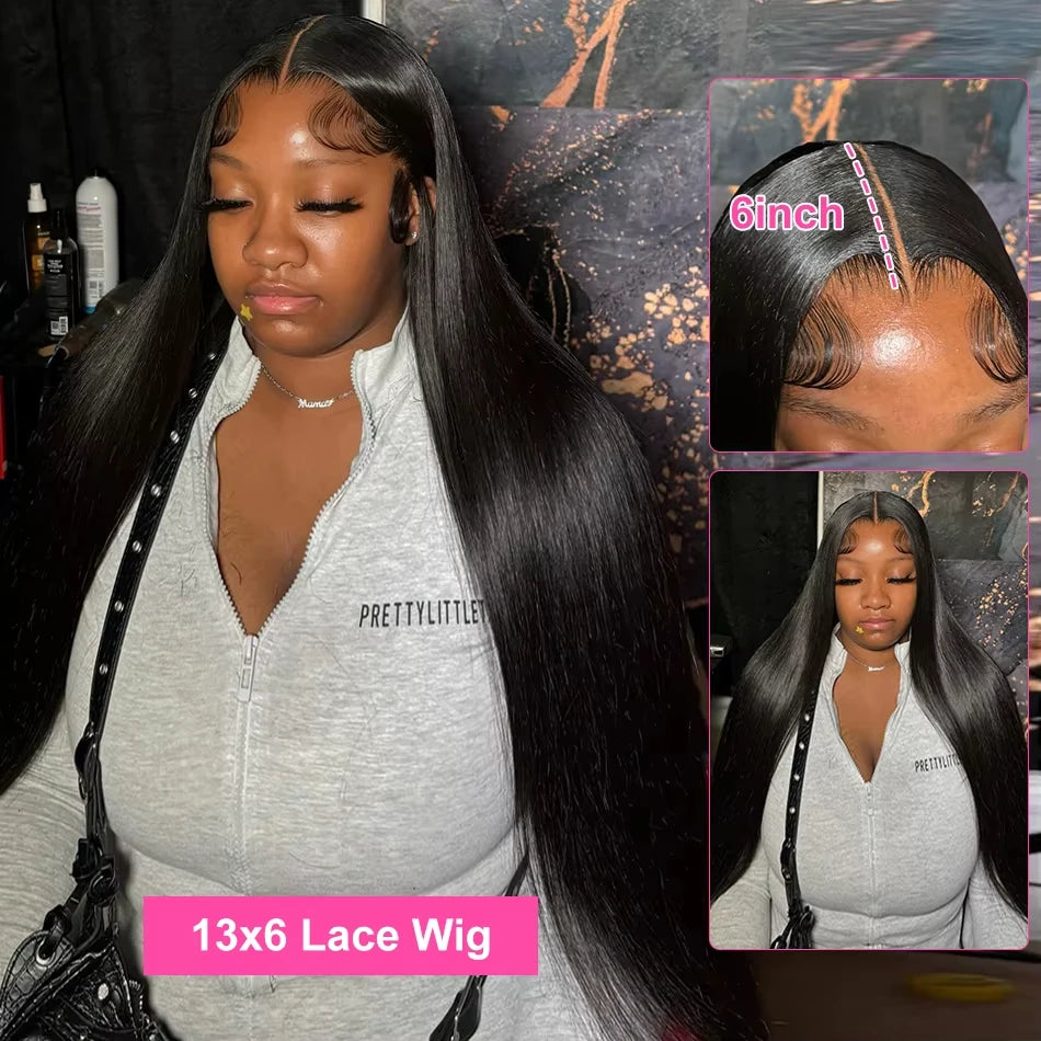 HD Lace Frontal Wig Human Hair 30-40 Inch Straight Glueless Pre Plucked 13x6