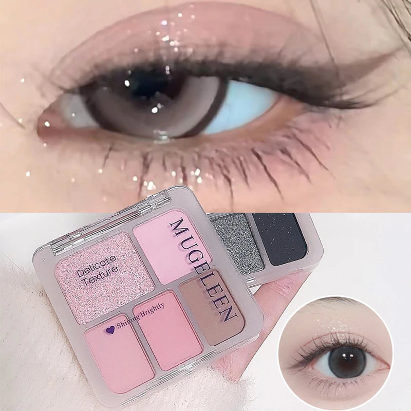 5-Color Eyeshadow Palette with Matte and Shimmer Shades for Versatile Makeup