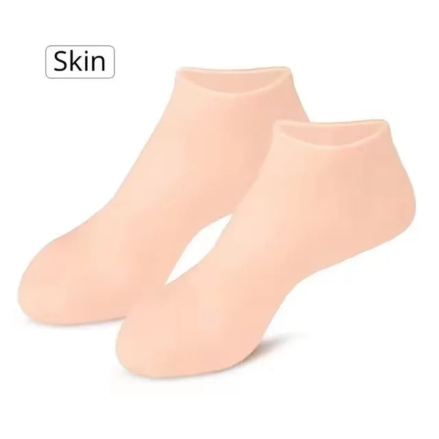 Silicone Skin Care 3-Piece Set - Reusable Moisturizing Masks, Gloves & Socks for Hands, Feet & Face