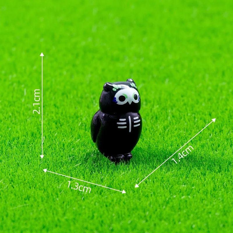 Halloween Mini Ghost Owl Bat Figurine Set - Decoration & DIY Accessories