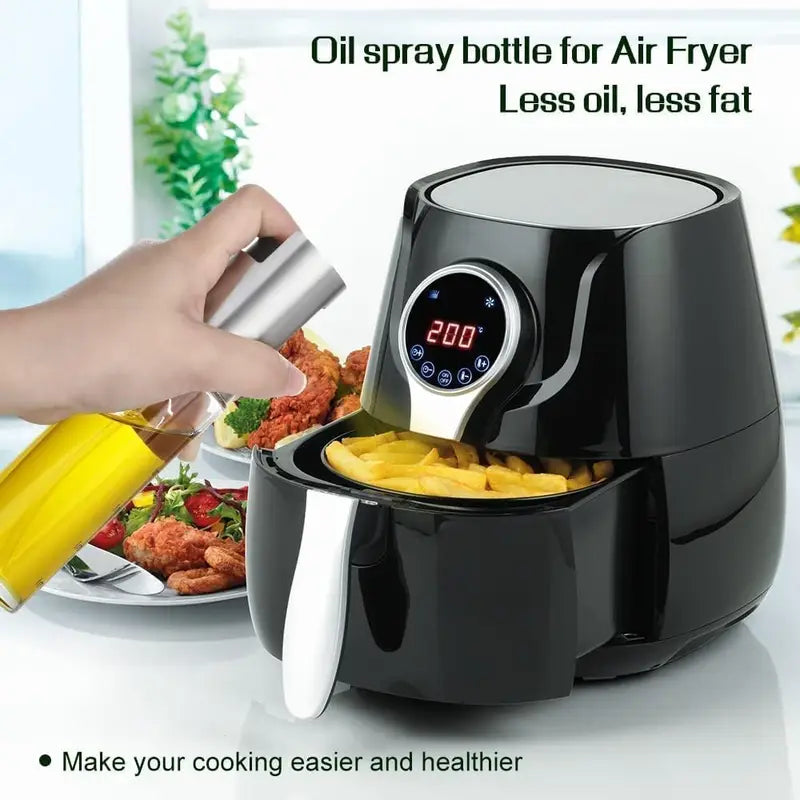 Oil Dispenser 100ml Stainless Steel & Glass Drop-Resistant Salad Vinegar Air Fryer