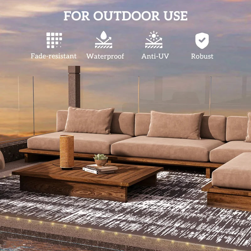 Outdoor Reversible Lighted Rug 12x9 ft - Waterproof, UV-Resistant Patio Carpet