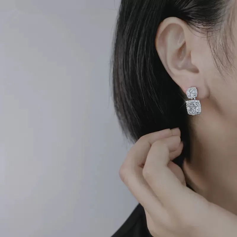 Dangle Earrings with Crystal CZ for Women - Silver Color Jewelry Accessory