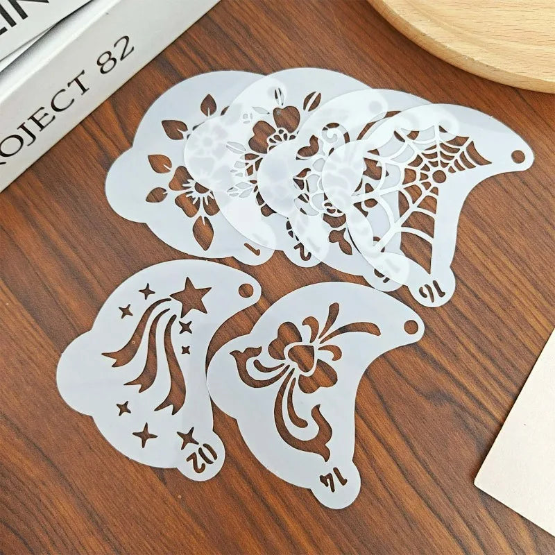 16pcs Reusable Face Painting Stencils for Children Cartoon Flower Heart Body Art