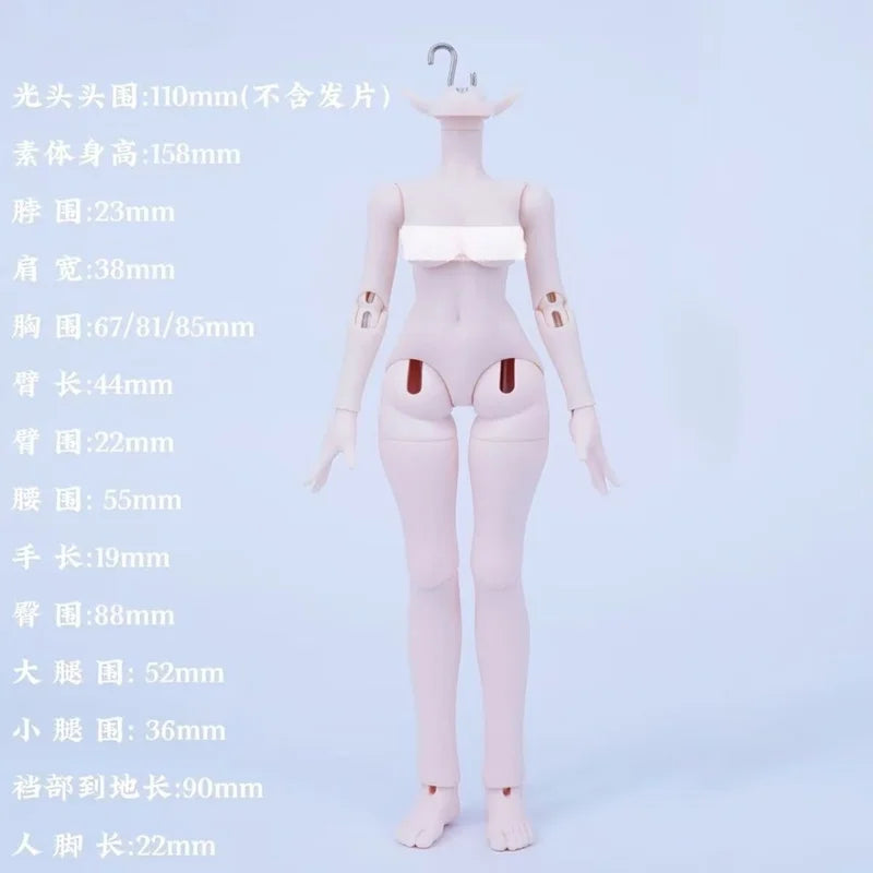 Movable 16cm Pink and White BJD Doll with Joint Handles and Accessories