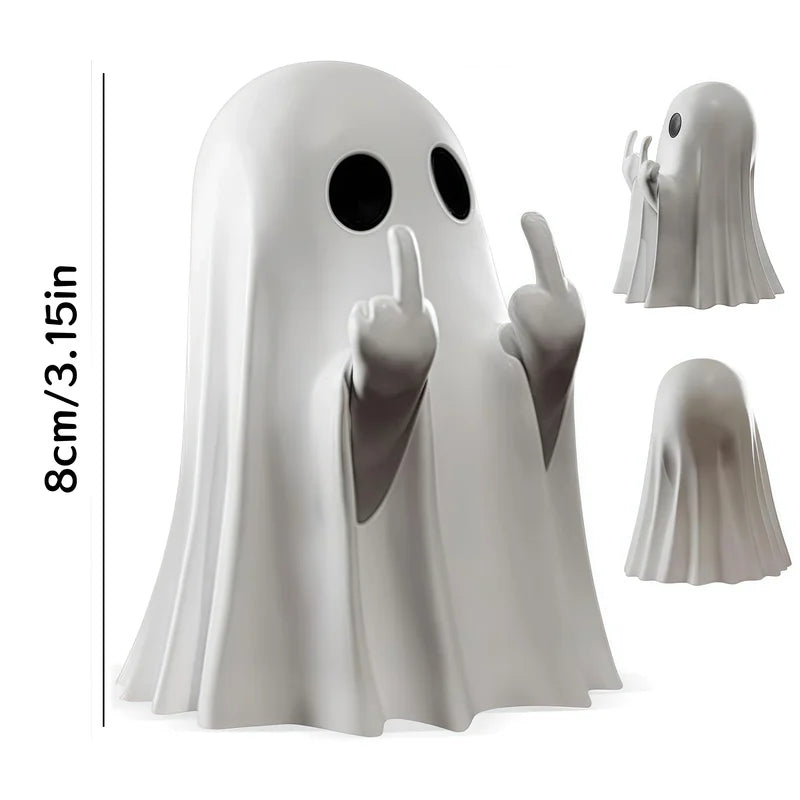 Cute Ghost Middle Finger Halloween Decor - Small Quirky Table Centerpiece