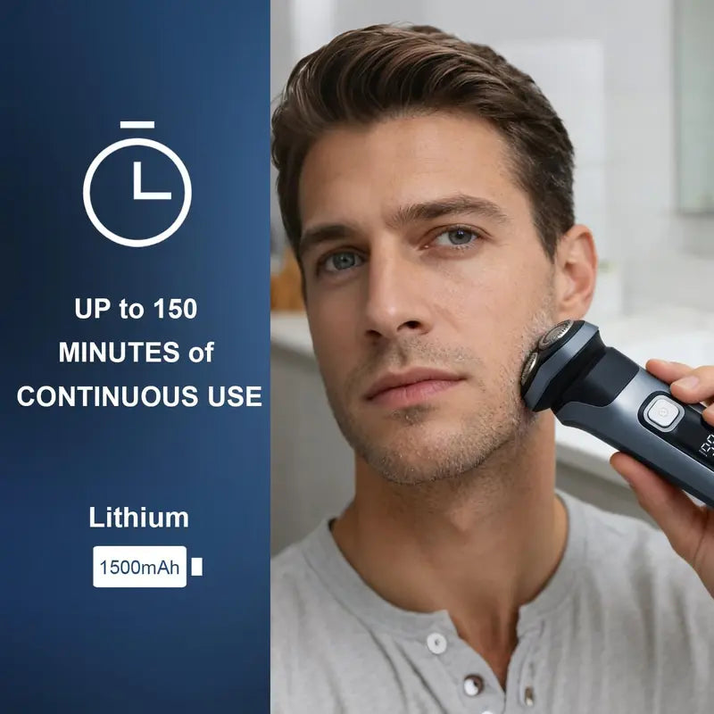 Men's Electric Shaver with 150 Min Runtime Wet Dry & Pop-Up Trimmer