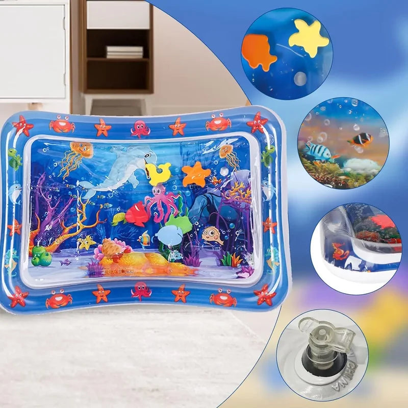 Inflatable Water Sensory Play Mat for Cats and Dogs - Fish Ocean Theme, Thickened PVC