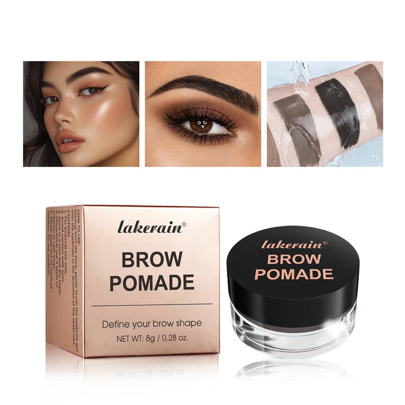 Waterproof Long-Lasting Brow Pomade with Dual Brush for Natural Eyebrow Makeup