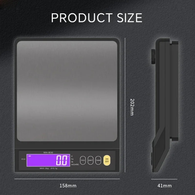 Digital Kitchen Scale 5kg/0.1g & 10kg/1g Waterproof Food Weighing Tool