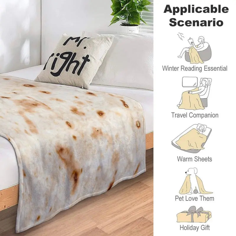 Soft Warm Mexican Tortilla Print Flannel Blanket for Couch Sofa Bed Camping