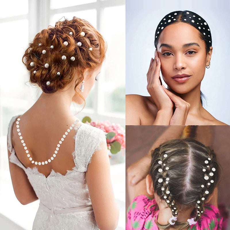 Self Adhesive Pearl Stickers for Hair Face Makeup Nail Art - 220pcs