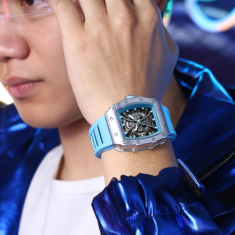 Men's 3D Quartz Waterproof Watch with Silicone Strap - Creative Stainless Steel Wristwatch